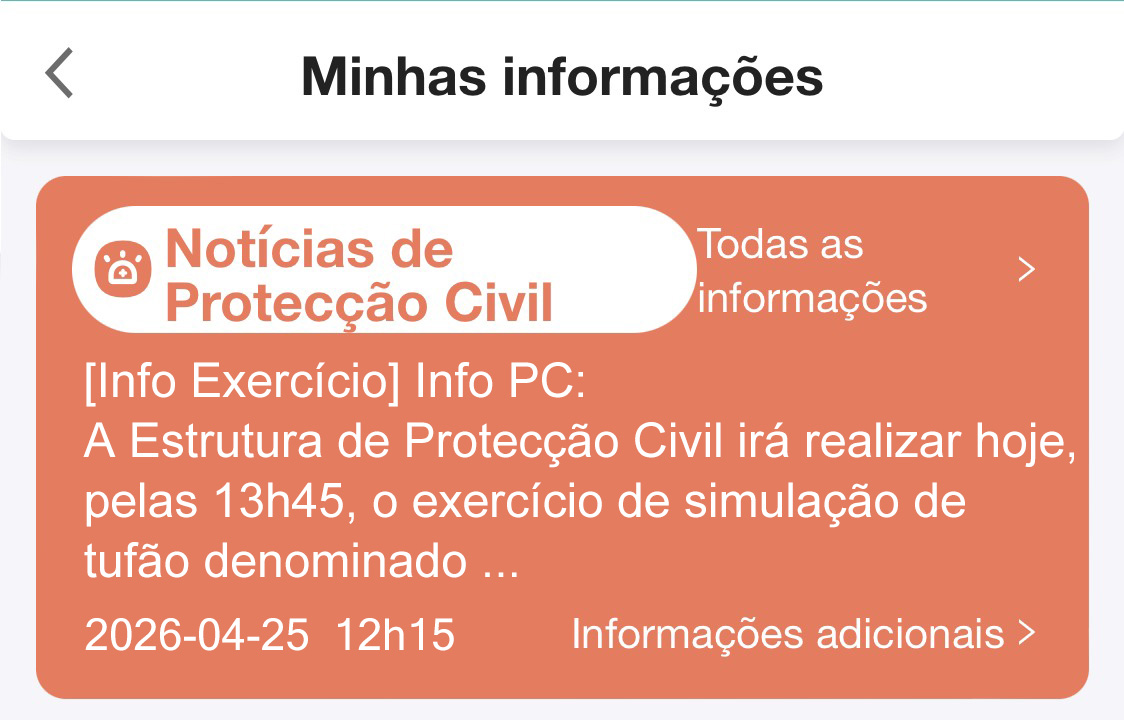 Exemplo das Notícias de Protecção Civil 1